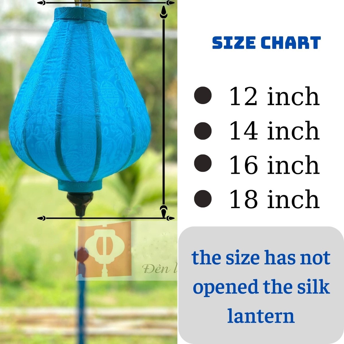Vietnamesische Seiden-Bambus-Laterne - Handgefertigt, 23 Cm, Blau