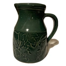 Vintage Verdant Green 8” Pitcher By Rowe Pottery Works Made In Cambridge, Wisc