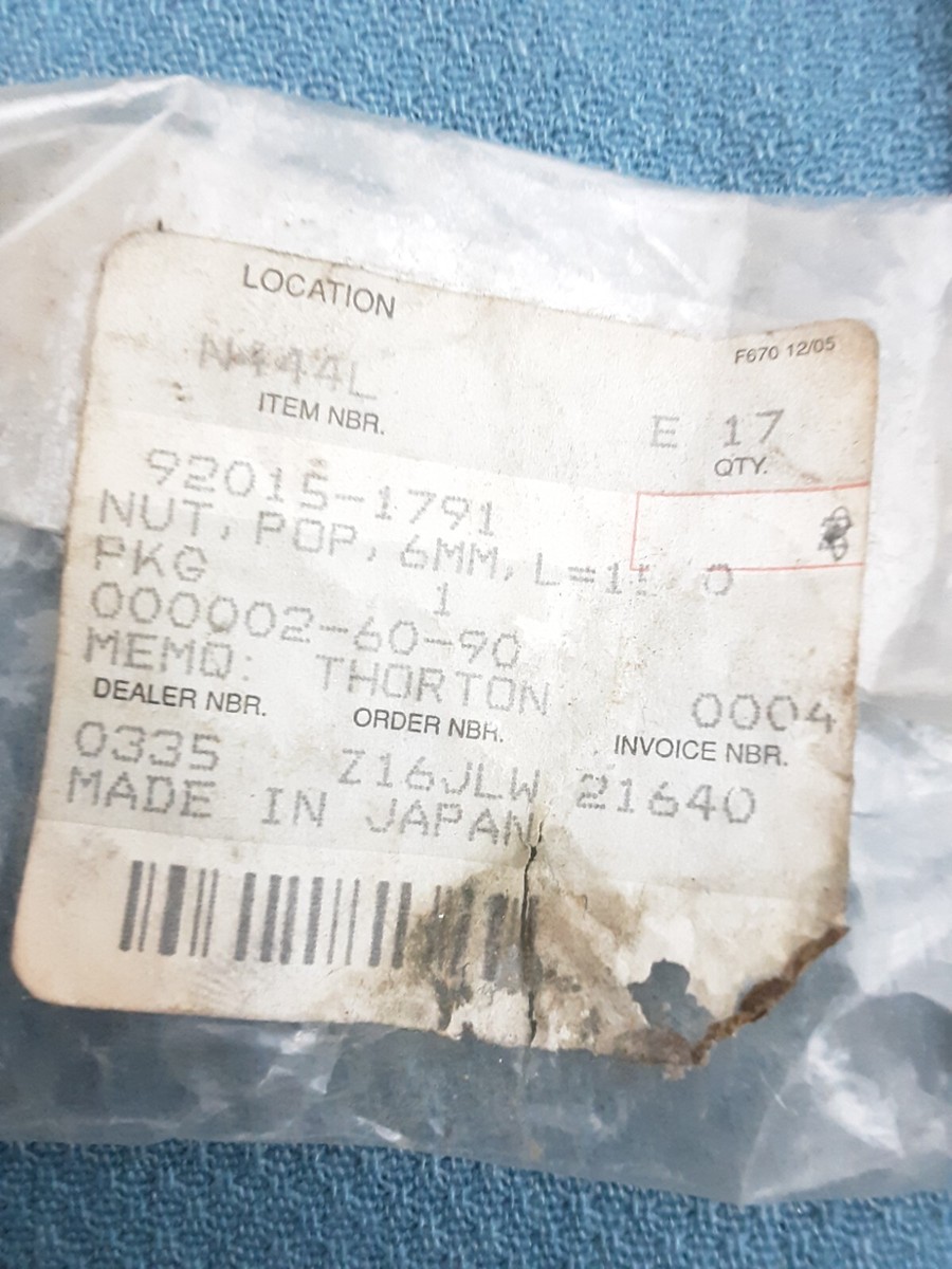 ⭐︎ NEW KAWASAKI 92015-1791 NUT, POP, 6MM, L=15 Ninja ZX1100