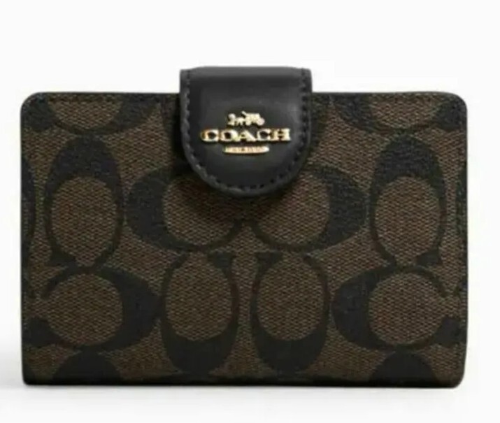 New 💯Authentic Coach Medium Corner Zip Wallet n Signature Canvas