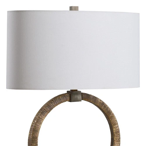 Uttermost Contemporary Resin Marble Iron and Fabric Table Lamp in Gold - Picture 4 of 8