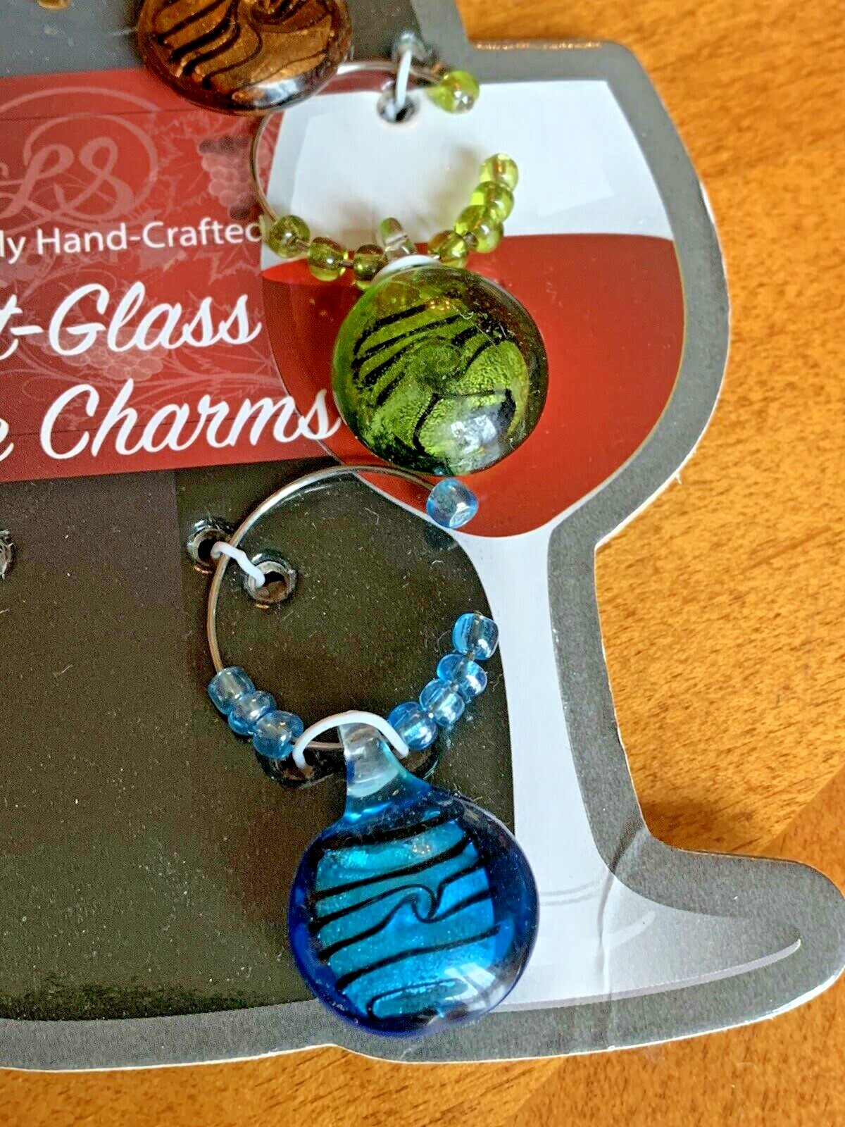 LS ARTS ArtGlass Wine Charms Set Of 6 Blown Glass Unique Wine Glass