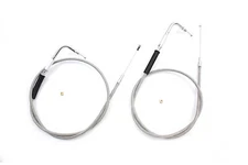 41-1/2 inch Stainless Steel Throttle and Idle Cable Set fits Harley Davidson