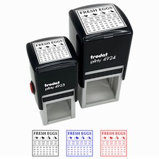 Fresh Eggs Check Box Calendar Chicken Duck Self-Inking Rubber Stamp Stamper