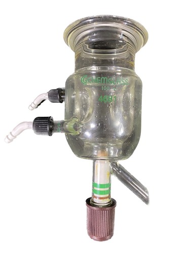CHEMGLASS 100mL Jacketed Reaction Vessel Morton Indents Drain Valve CG-1931-20