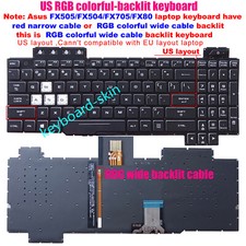 New US RGB Backlit Keyboard For ASUS TUF Gaming FX505D FX504GM FX705D FX80 FX86