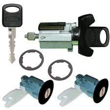 Ford Ignition Key Switch Lock Cylinder & Two Door Lock Tumbler Set Black 2 Keys