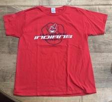 Youth L Cleveland Indians Crew T Shirt Red
