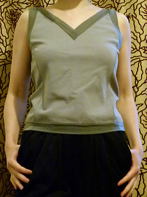 Giorgio Armani grey viscose jersey top with organza trim IT size 42 UK size 12