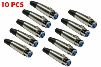 10 Pack XLR 3-Pin Female Audio Mic Microphone Adapter Cable Connector Plug