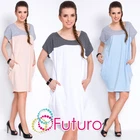 Womens Oversized 2 Colours Dress Short Sleeve Knee Length Tunic Size 8-16 FT2965