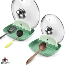 2-Pack Neat & Stylish Spoon Rest with Lid Holder - Dishwasher Safe Green