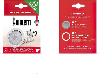 Bialetti Ricambi, Includes 1 Gasket and 1 Plate, Compatible with Moka Express 3/