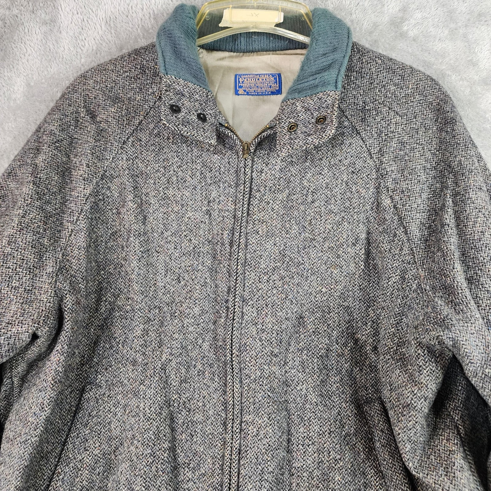 Pendleton Jacket Mens Medium Gray Wool Herringbon… - image 6