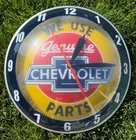 Vtg Chevrolet ADVERTISING Double Bubble CLOCK Thermometer Gas Oil Pam Sign