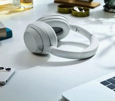 Sony Wireless Bluetooth Over-Ear Headphones White Built-In Microphone