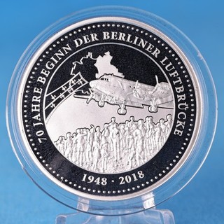 Degussa Thaler Silbermedaille 2018 Berliner Luftbrücke 3. 1 OZ Silber 999 Proof