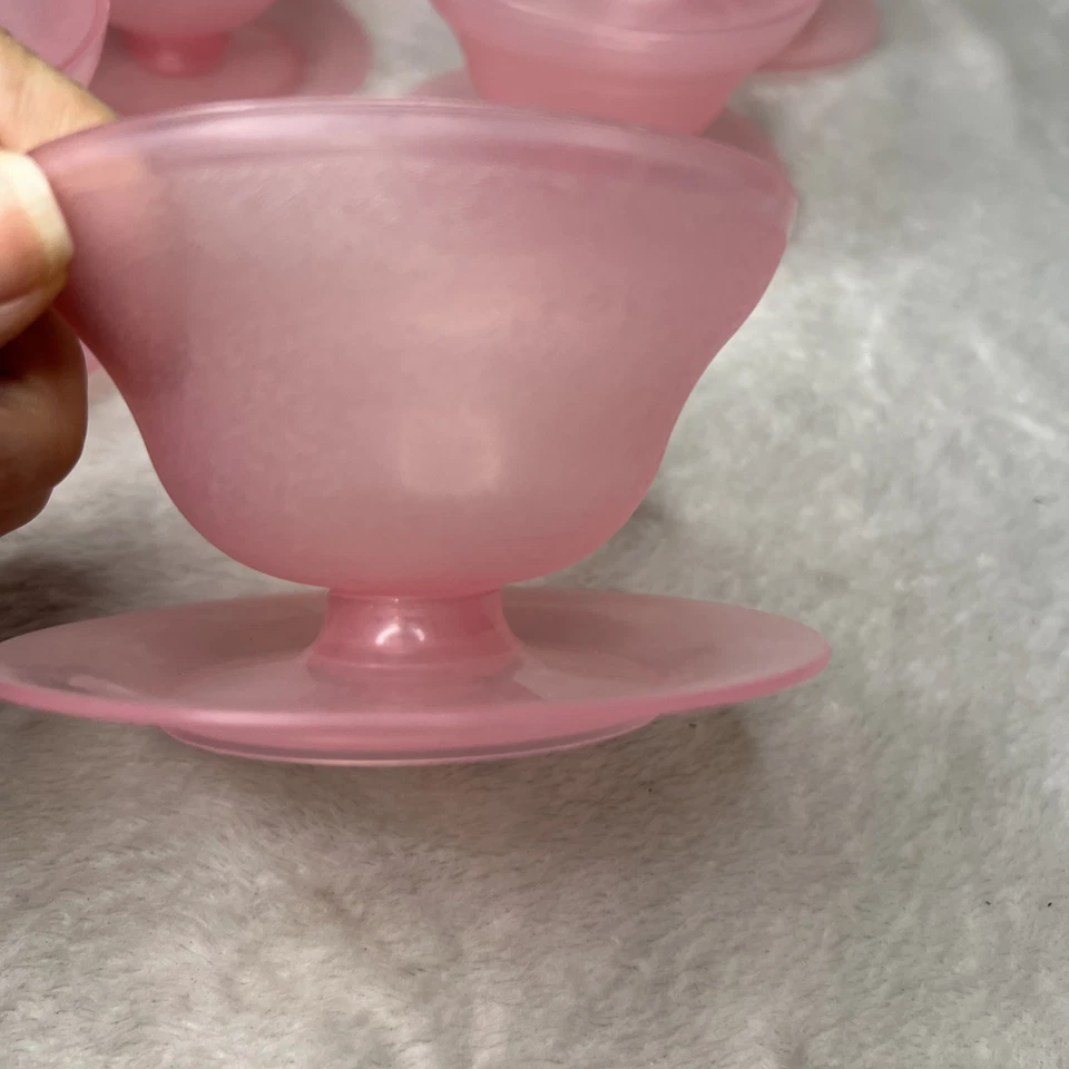 Lot 6 Vintage Tupperware PINK Dessert Sundae Cups Retro Kitchen Pedestal - Image 2 of 4