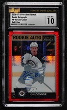 2016-17 O-Pee-Chee Platinum Rookie Red Prism 34/50 Kyle Connor CSG 10 Auto 3vx