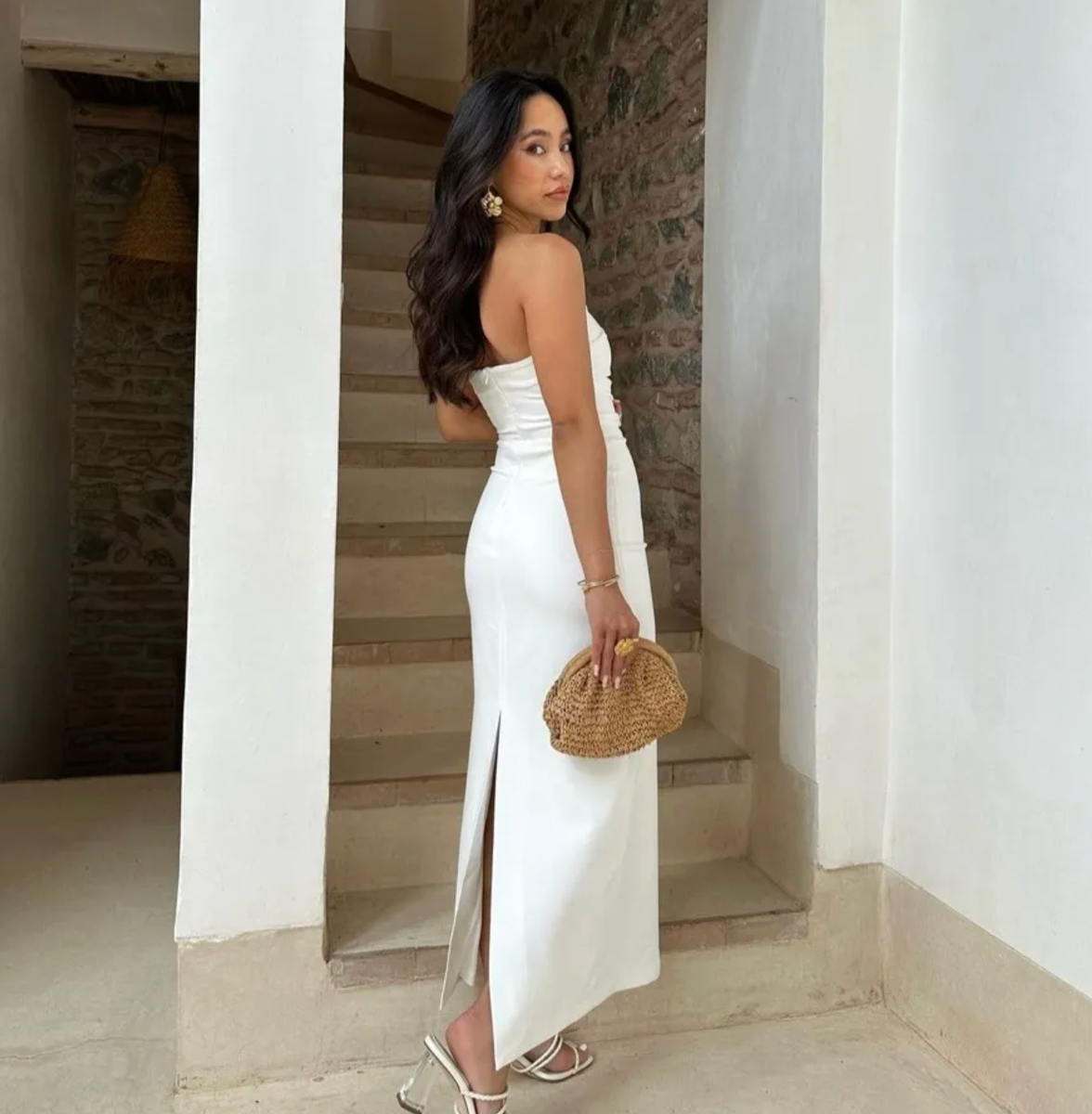 women's winter white dress Winter White Wedding Dress| Wedding Gowns L / White / Satin main image 1