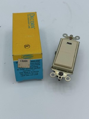 Leviton 5601-22I Decora Rocker Switch 15A 120/277V AC White Beige Fan Wall