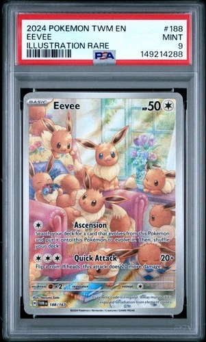 2024 POKEMON TWM EN-TWILIGHT MASQUERADE ILLUSTRATION RARE #188 EEVEE PSA 9