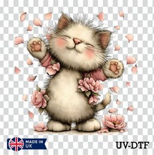 Whimsical Spring Cat UV DTF Sticker - Glass Laptop Tumbler Cup xl820