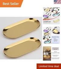Chic 2-Pack Stainless Steel Decorative Trays - Perfect for Home Organization