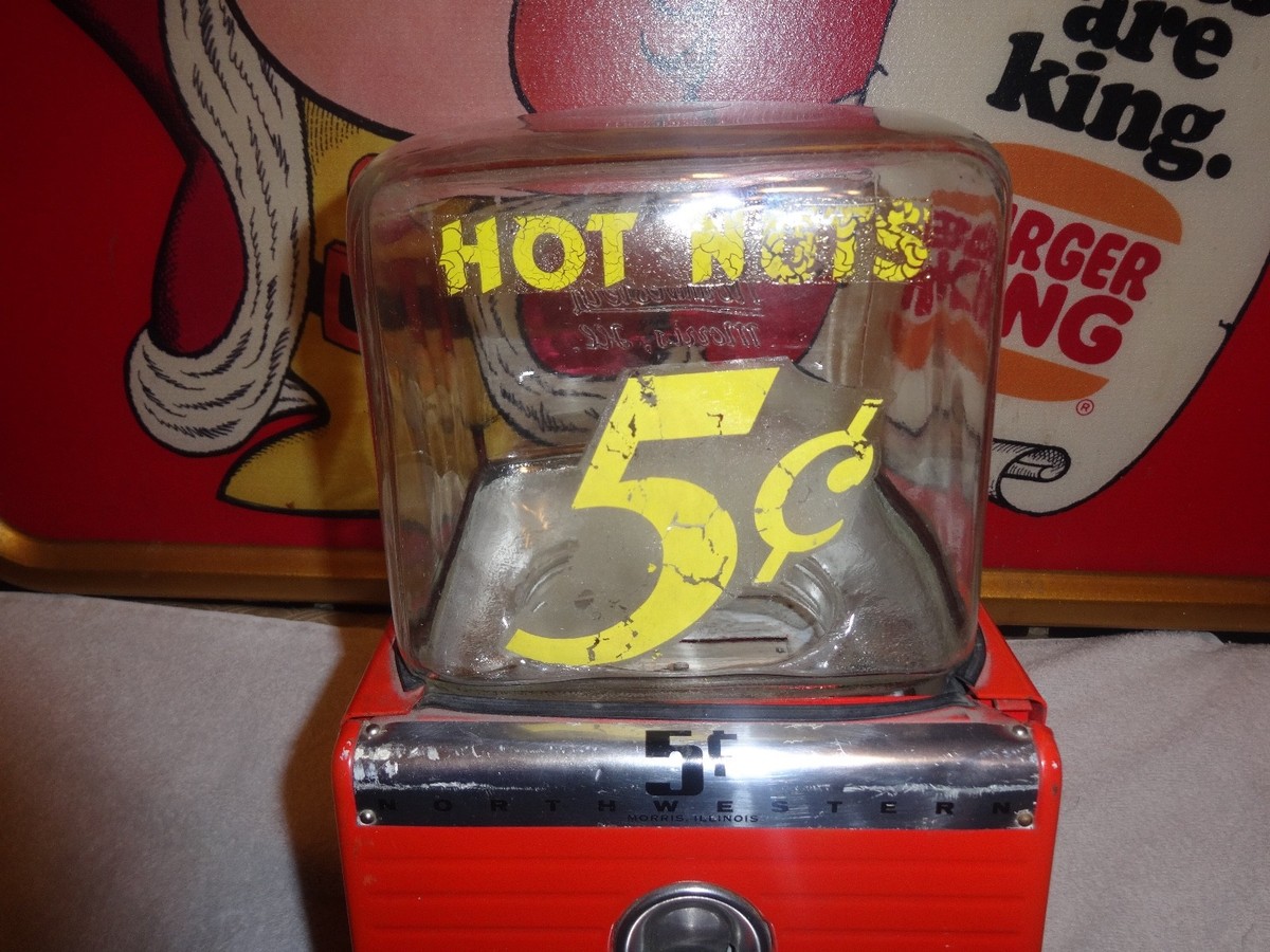 VINTAGE 1940'S NORTHWESTERN IL. HOT NUTS HEATED 5 CENTS VENDING