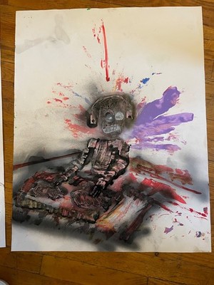 Original poster art by Ody West painting 22x28 DJ Banksy music new
