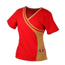 San Francisco 49er's Women's Two Tone Side Pocket Scrub Top