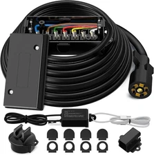 Trailer Wiring Harness Kit 12FT, 7 Way Trailer Plug with 12Ft + Breakaway Kit