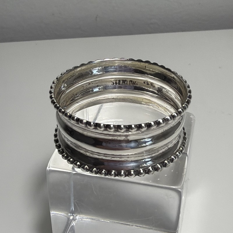 Vintage Marked Sterling Silver Napkin Ring Beaded Edge Border Holder 8g 8 Grams