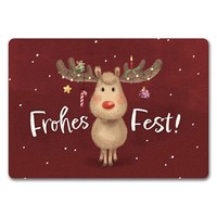 Frohes Fest Rentier Mit Weihnachtsschmuck FußMatte In 35X50 Cm Ohne Rand