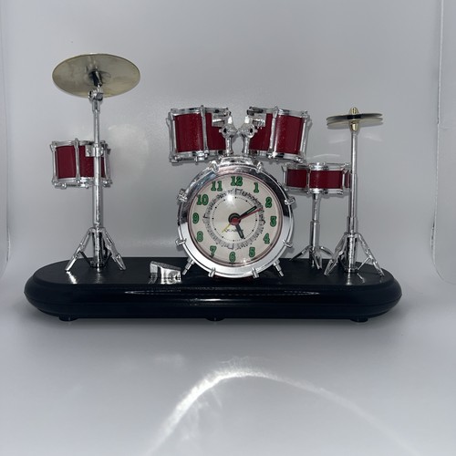 Drum Set Alarm Clock Plays Rock & Roll Music Foot Pedal On/Off Switch ...