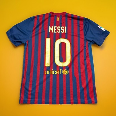 FC Barcelona Trikot Fan-Shirt Gr. L #10 Messi Fussball Jersey #B1-22