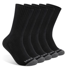 Mens 100 Cotton Moisture Wicking Cushioned Crew Socks, Athletic Performance