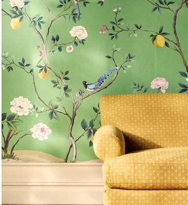 New Anthropologie Blossom Chinoiserie Wall Mural Wallpaper Green