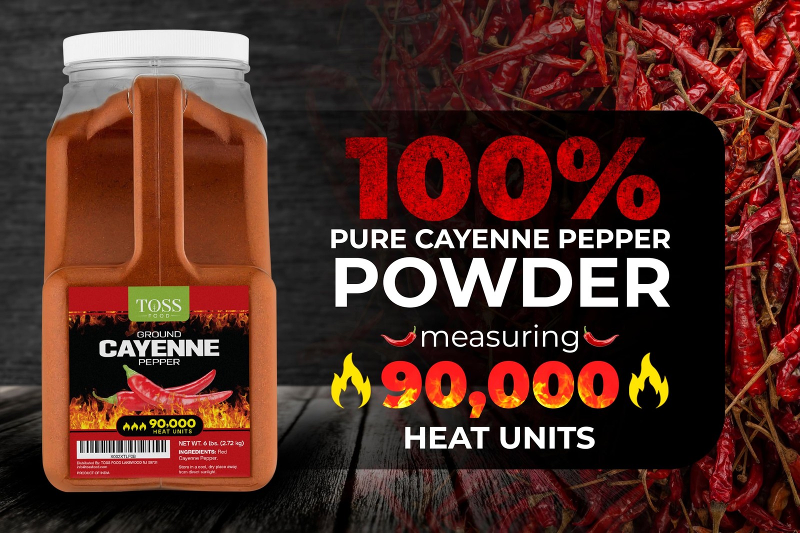 Extreme Hot Cayenne Pepper Powder Bulk 90,000 Heat Units 6 LB, Ground Cayenne..