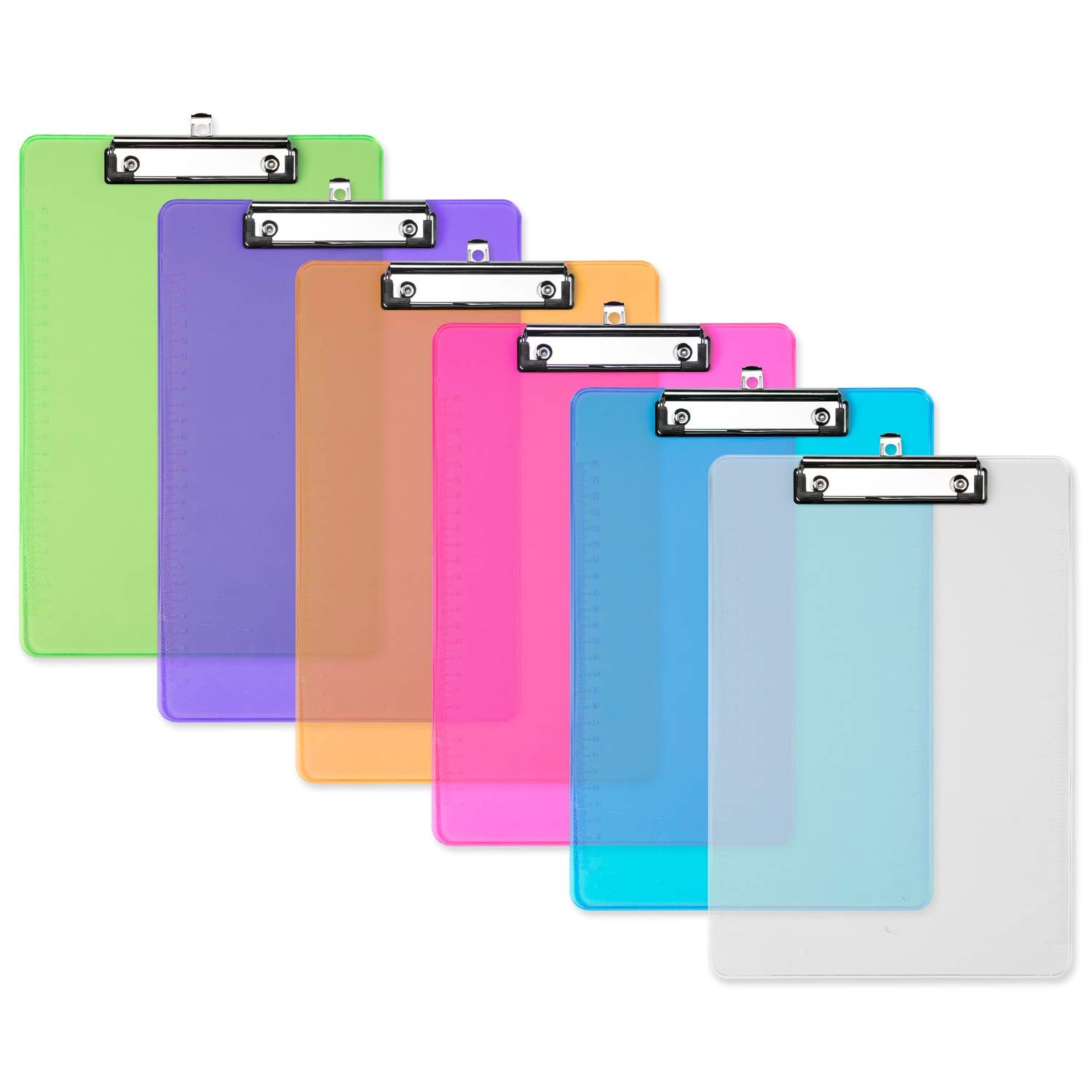 Haogo Pack of 6 A4 Clipboard, Transparent, (and other colors as a set 6)