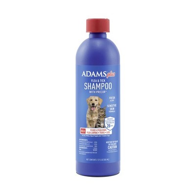 ADAMS Plus Flea & Tick Shampoo with Precor for Dogs, Cats, 12 Ounces, Blue 