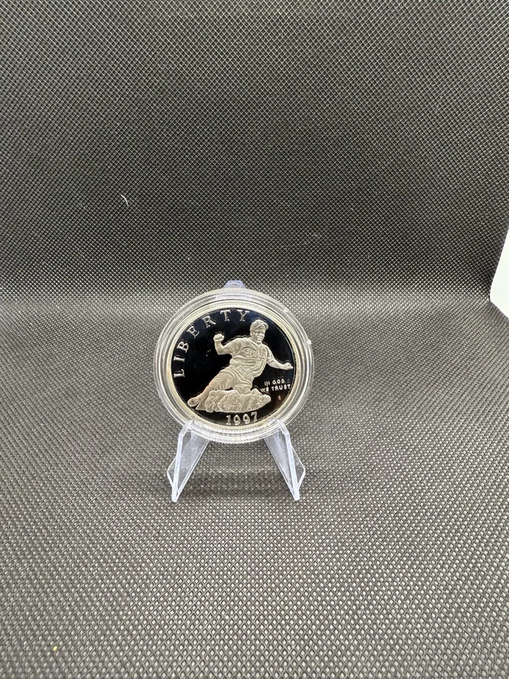 1997-S JACKIE ROBINSON 50th ANNIVERSARY 90% SILVER DOLLAR WITH BOX, SLEEVE & COA - Image 3 of 4