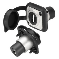 2Pcs USB2.0 Panel Mount Adapter, Female to Female Panel Mount Connector Silver