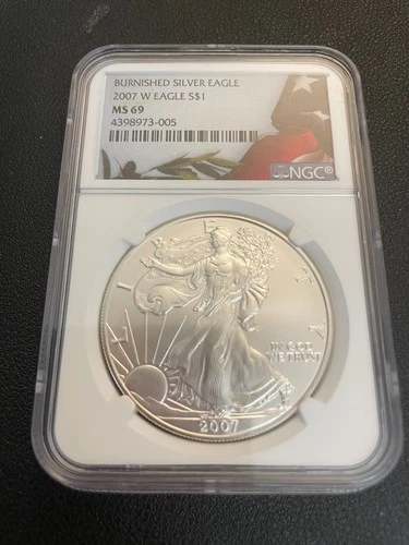 2007-W Burnished Silver Eagle $1 NGC MS69 West Point 1oz .999 Fine Silver