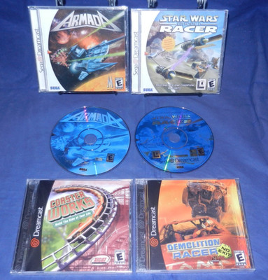 Sega Dreamcast; Armada, Star Wars Ep. 1 Racer, Coaster Works, Demolition Racer