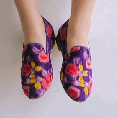 Tata Naka Floral Velvet Loafer UK 4 EU 37 Designer Slipper Schuhe