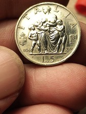 Splendida 5 Lire 1936 Famiglia / Prosperità Regno d'Italia Vittorio Emanuele III