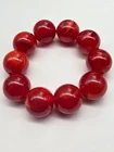 Chunky Red Marbled Lucite Beaded Bracelet Vintage