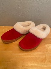 LL Bean Women's Wicked Good Slippers, Squam Lake, Dark Red, Size 10