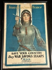 Original WW1 1918 JOAN OF ARC SAVED FRANCE  Poster World War One 20”x30” READ
